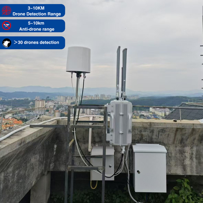 2.4 GHz, 5.8 GHz tấn công Drone Jammer cố định ngoài trời Fpv Jamming phát hiện tất cả trong một với Drone Command Control Systemestem