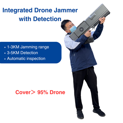 3KM Drone Jammer Với 5KM Detection Detector 900MHz 1.5GHz 2.4GHz 5.8GHz Jammer Gun Tất cả trong một