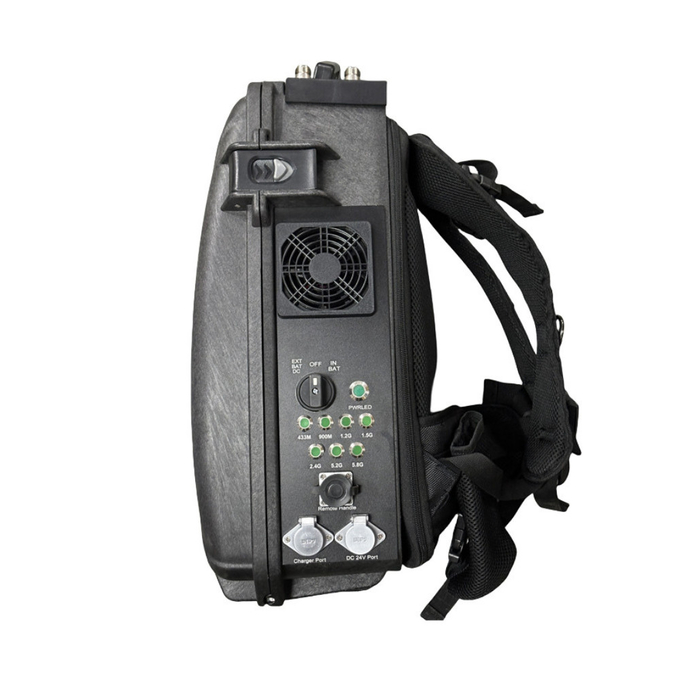 300W 350W Anti FPV Jammer Backpack 400MHz 800MHz 1.2G 2.4G 5.2G 5.8G 1