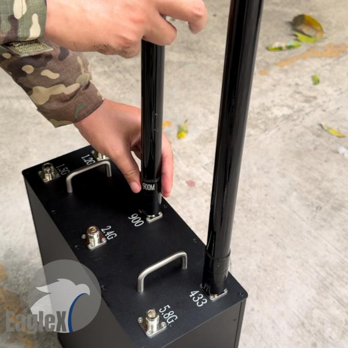 6 băng tần chống FPV Drone Jammer 433M 900M 1.2G 1.5G 2.4G 5.8G UAV Signal GPS Backpack Amplifier 0
