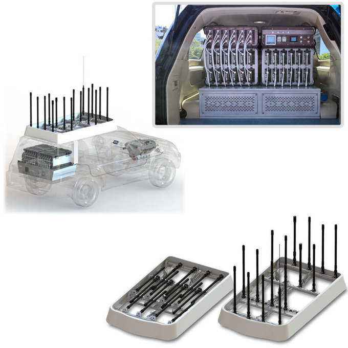Hệ thống chống FPV sửa đổi xe hơi Phối hợp RF 50MHz ~ 6GHz phát hiện tấn công Drone Jammer chuyển đổi thành xe chống drone 0
